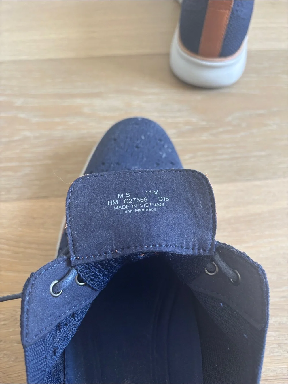 Cole Haan Navy Knit Wingtip Oxford with Tan Accents